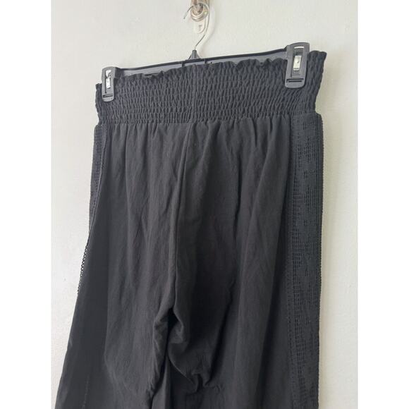 NWT Mr. Buho Black Flowy Smocked High Rise Wide Leg Crochet Beach Pants Large - Picture 4 of 10